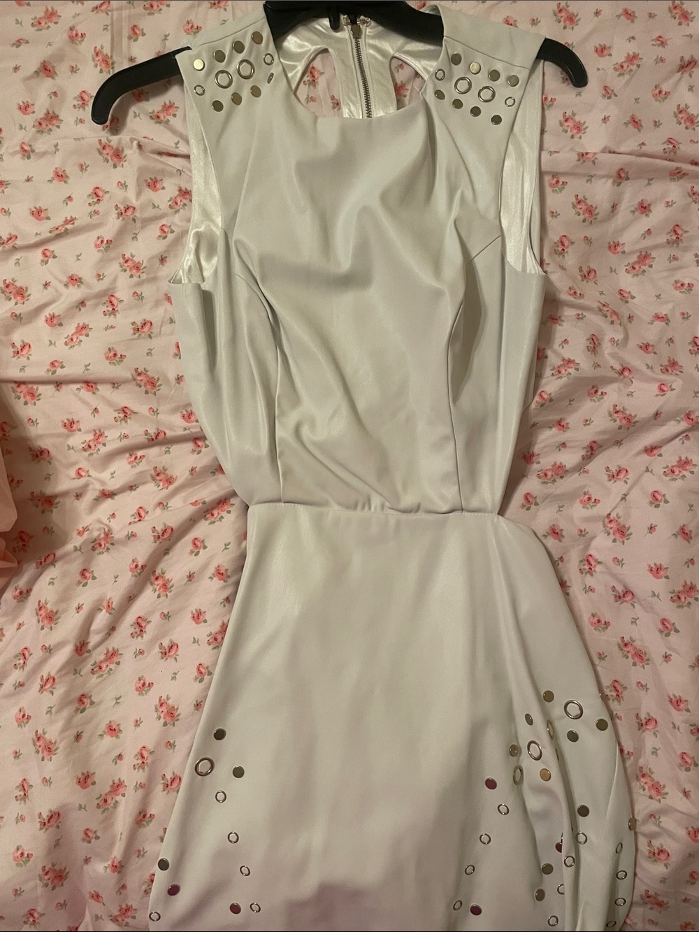 Women’s Sleeveless White Dress with Metallic Stud Details